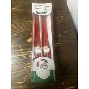 Vintage Pair of 10” Red Taper Christmas Candles | Santa Claus. Unopened.